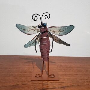Metal‎ art sculpture dragonfly indoor/outdoor home/garden decor 5.25" tall